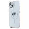 Karl Lagerfeld KLHMP15SHLSCHH iPhone 15 6,1 inch Witte Hardcase IML Metaal Choupette Head MagSafe