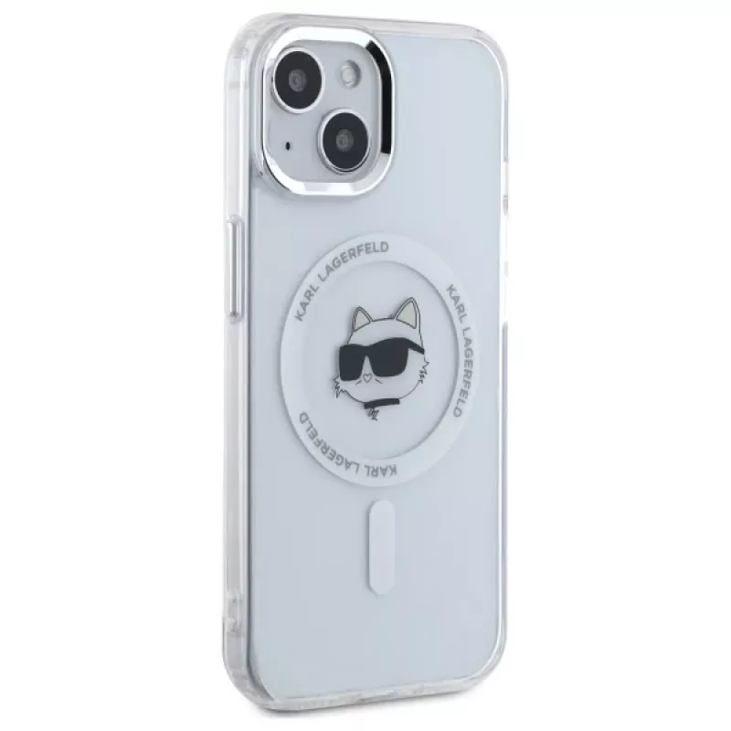 Karl Lagerfeld KLHMP15MHLSCHH Hardcase voor Apple iPhone 15 Plus 6,7 inch Wit IML Metaal Choupette Head MagSafe