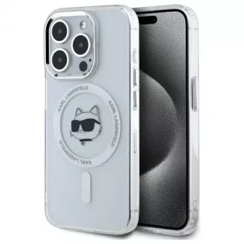 Karl Lagerfeld KLHMP15LHLSCHH iPhone 15 Pro 6.1 Hardcase IML Metal Choupette Head MagSafe Wit