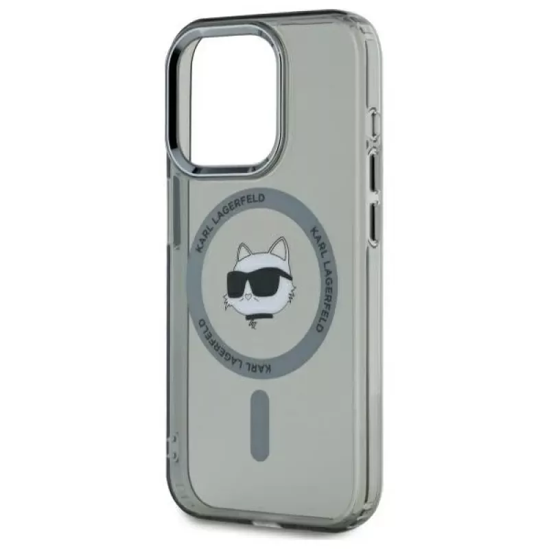 Karl Lagerfeld KF002417 iPhone 15 Pro Max 6,7 inch Zwarte Hardcase IML Metaal Choupette Head MagSafe