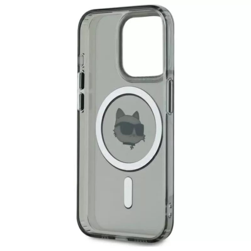 Karl Lagerfeld KF002417 iPhone 15 Pro Max 6,7 inch Zwarte Hardcase IML Metaal Choupette Head MagSafe