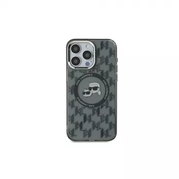 Karl Lagerfeld KLHMP15SHMCKMHK iPhone 15 6,1 inch zwart IML Monogram Karl & Choupette Head MagSafe case