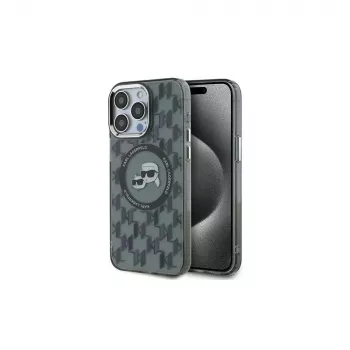 Karl Lagerfeld KLHMP15LHMCKMHK iPhone 15 Pro 6,1 inch zwart IML Monogram Karl & Choupette Head MagSafe case