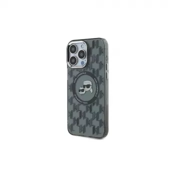 Karl Lagerfeld KLHMP15LHMCKMHK iPhone 15 Pro 6,1 inch zwart IML Monogram Karl & Choupette Head MagSafe case