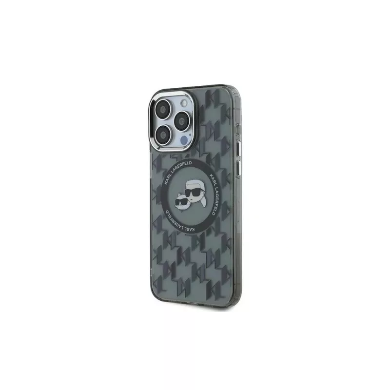 Karl Lagerfeld IML Monogram Karl & Choupette Head MagSafe case voor iPhone 15 Pro Max 6,7 inch zwart