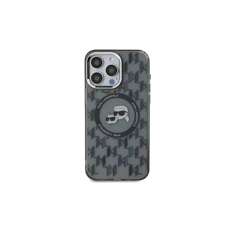 Karl Lagerfeld IML Monogram Karl & Choupette Head MagSafe case voor iPhone 15 Pro Max 6,7 inch zwart