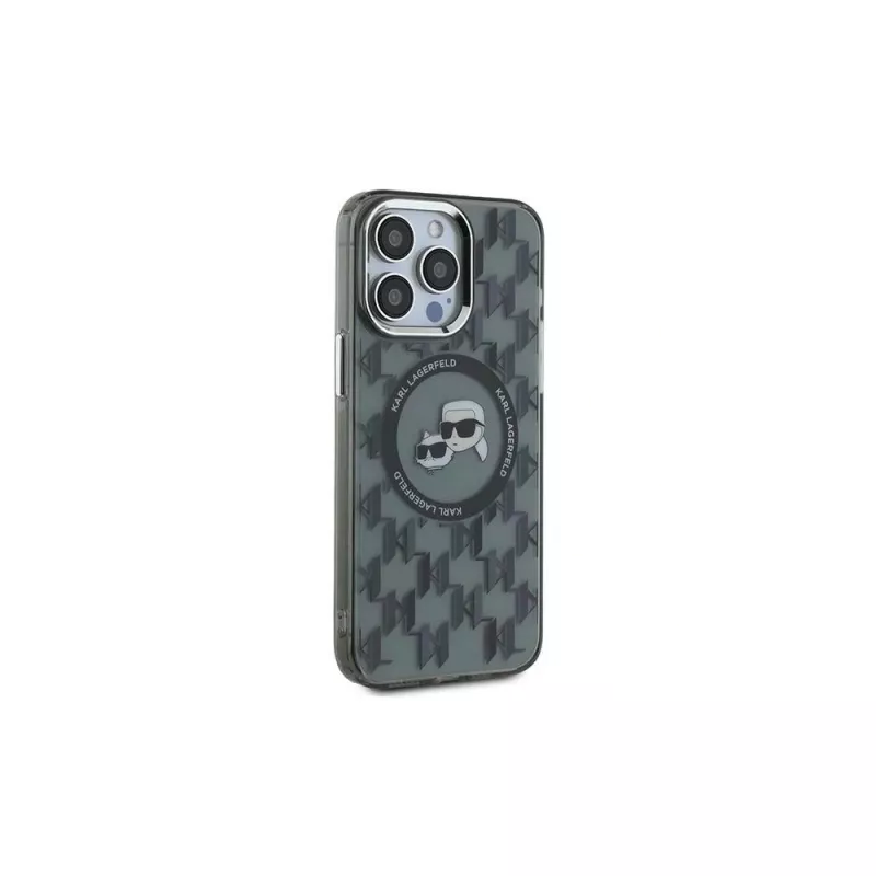 Karl Lagerfeld IML Monogram Karl & Choupette Head MagSafe case voor iPhone 15 Pro Max 6,7 inch zwart