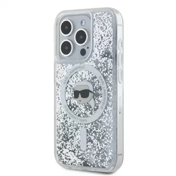 Karl Lagerfeld KLHMP15LLGKISGH iPhone 15 Pro 6,1 inch hardcase transparant Liquid Glitter Karl Head MagSafe