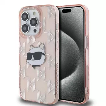 Karl Lagerfeld KLHCP14LHKLPCHP hardcase voor Apple iPhone 14 Pro 6,1 inch roze IML Choupette Head & Monogram