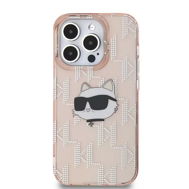 Karl Lagerfeld KLHCP14XHKLPCHP iPhone 14 Pro Max 6,7 inch roze hardcase IML Choupette Head & Monogram
