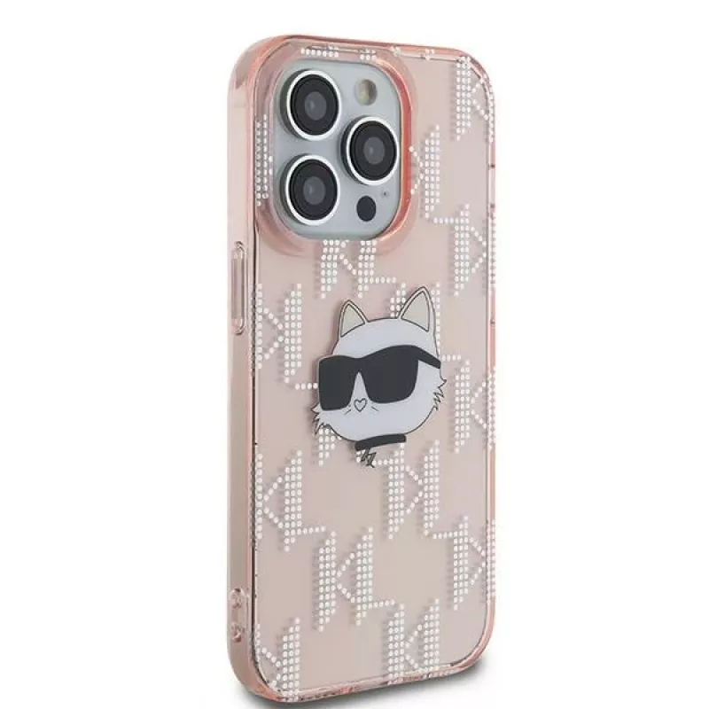 Karl Lagerfeld KLHCP14XHKLPCHP iPhone 14 Pro Max 6,7 inch roze hardcase IML Choupette Head & Monogram