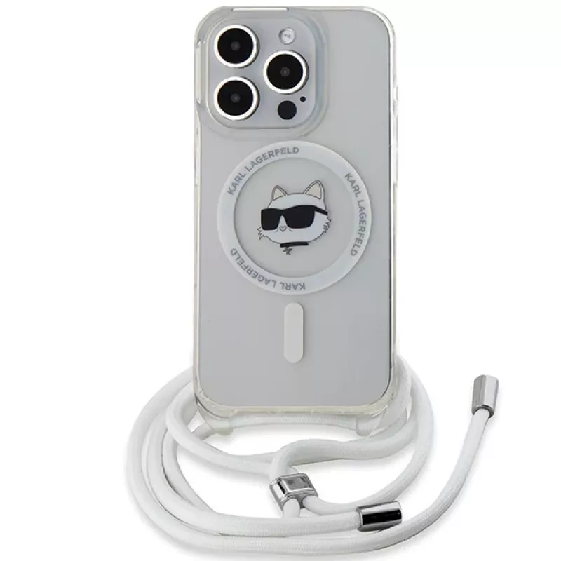 Karl Lagerfeld KF002085 iPhone 14 Pro 6,1 inch hardcase transparant IML Choupette Head & Cord Magsafe
