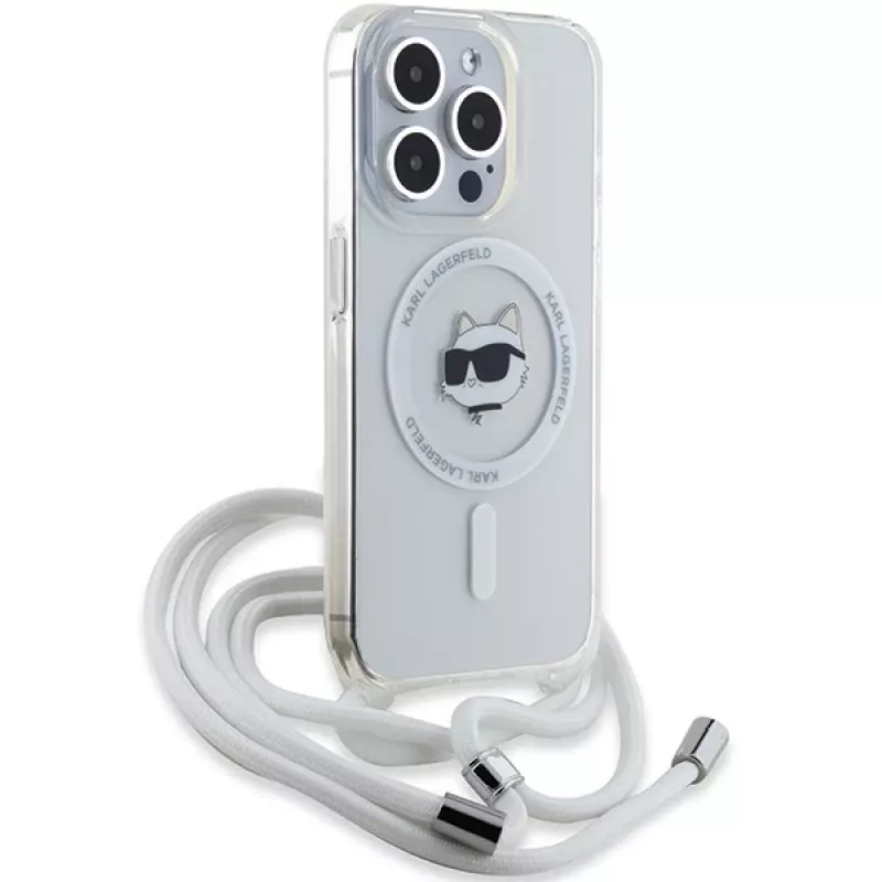 Karl Lagerfeld KF002085 iPhone 14 Pro 6,1 inch hardcase transparant IML Choupette Head & Cord Magsafe