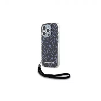 Karl Lagerfeld Zebra With Cord Achterkant hoesje voor Apple iPhone 15 Pro Max 6,7 Paars