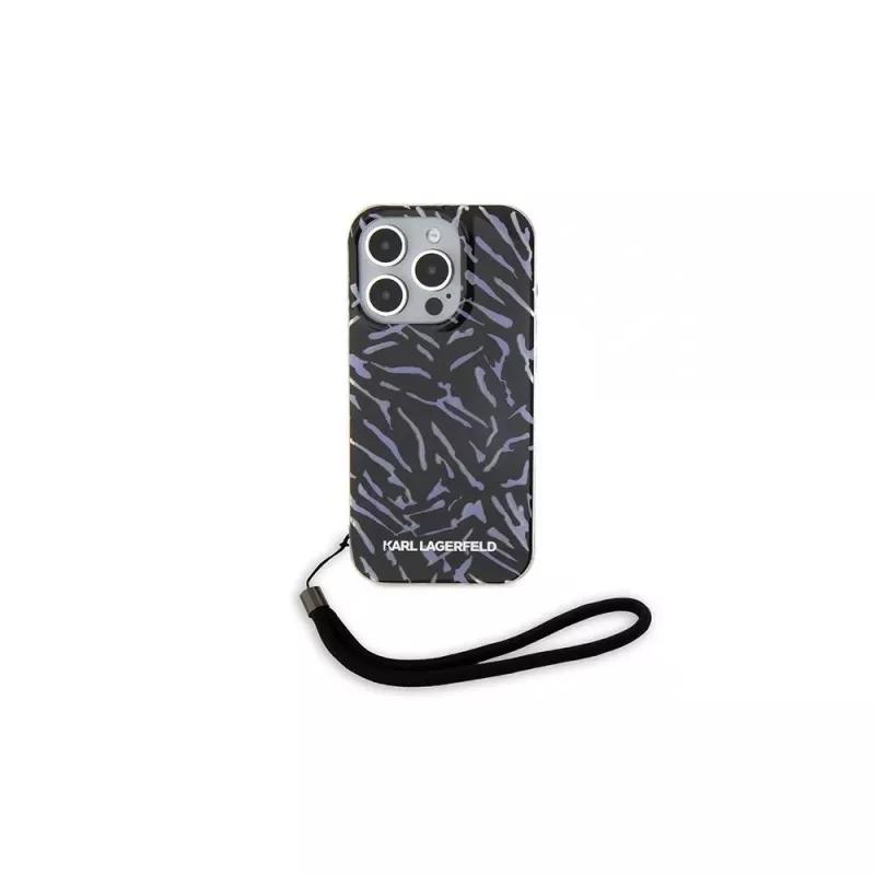 Karl Lagerfeld Zebra With Cord Achterkant hoesje voor Apple iPhone 15 Pro Max 6,7 Paars