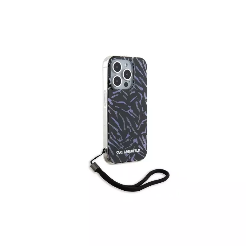 Karl Lagerfeld Zebra With Cord Achterkant hoesje voor Apple iPhone 15 Pro Max 6,7 Paars