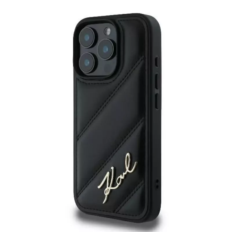 Karl Lagerfeld Quilted Signature Hard Case voor iPhone 16 Pro, Zwart