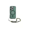 Guess IML Glitter With Pearl Strap MagSafe Case voor iPhone 16 Pro Max (Groen)