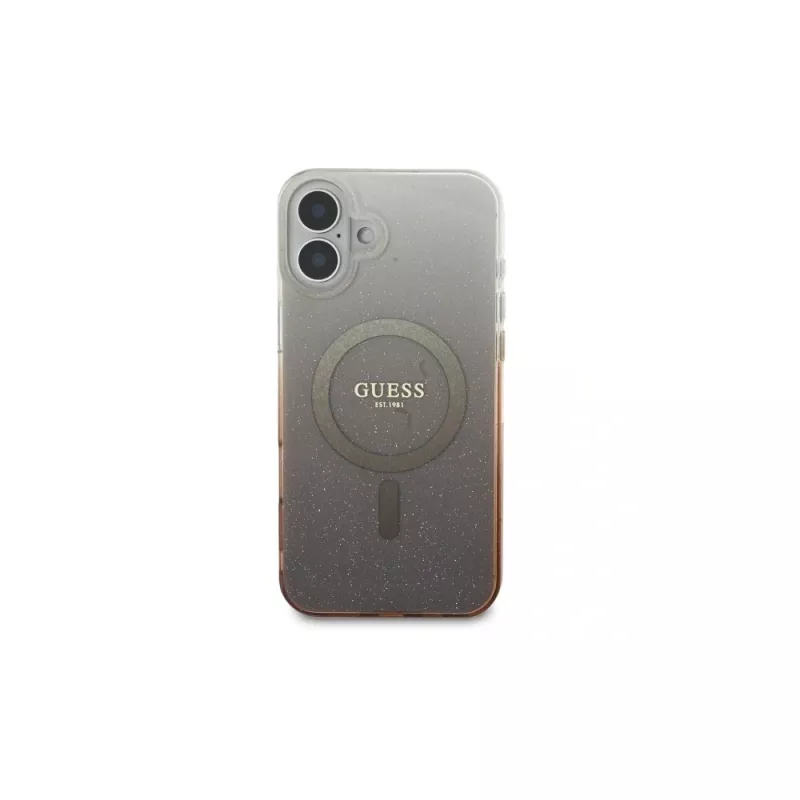 Guess IML Glitter Gradient MagSafe Case voor iPhone 16 Plus (bruin)