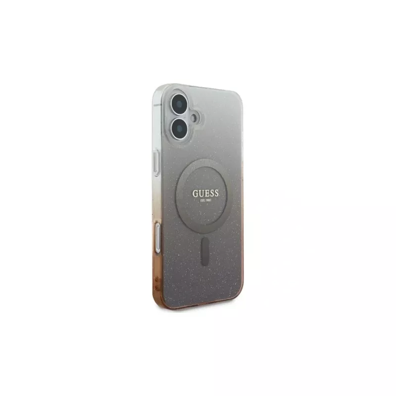 Guess IML Glitter Gradient MagSafe Case voor iPhone 16 Plus (bruin)
