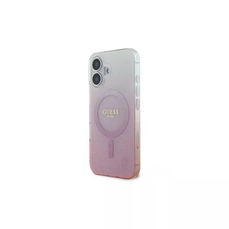 Guess IML Glitter Gradient MagSafe Case voor iPhone 16 (roze)