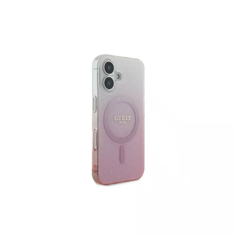 Guess IML Glitter Gradient MagSafe Case voor iPhone 16 (roze)