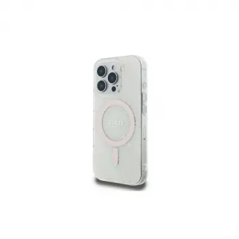Guess GUHMP16LH4DTEH iPhone 16 Pro 6,3 inch witte hardcase IML 4G Background MagSafe
