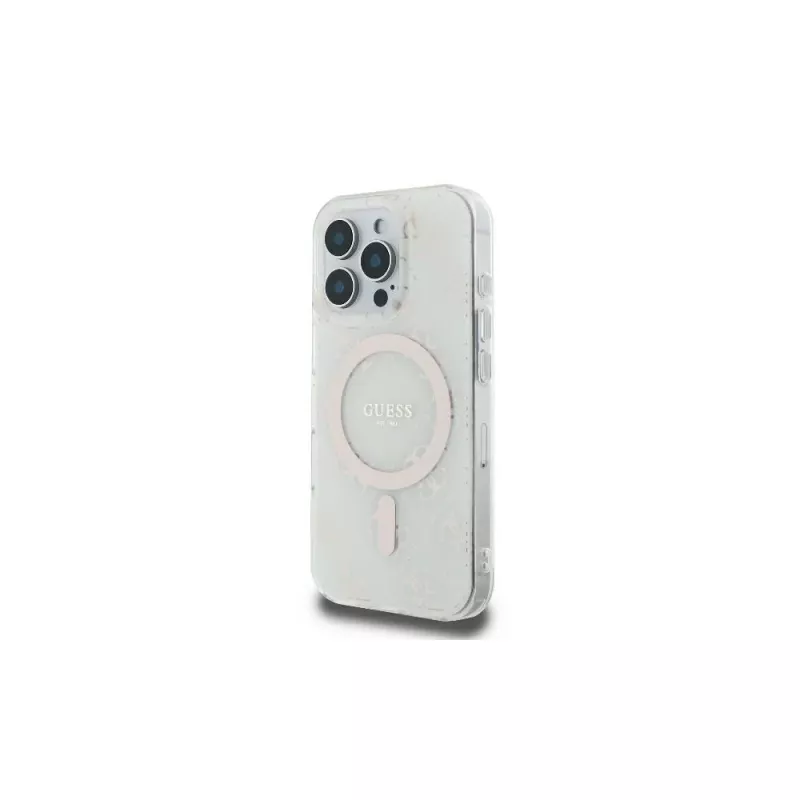 Guess GUHMP16LH4DTEH iPhone 16 Pro 6,3 inch witte hardcase IML 4G Background MagSafe
