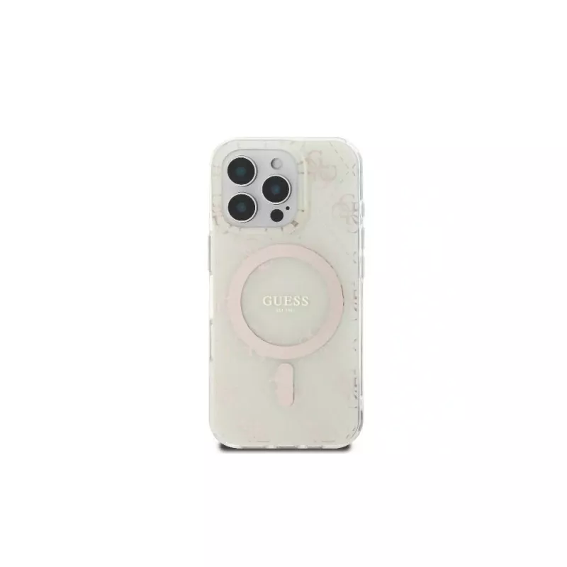 Guess GUHMP16LH4DTEH iPhone 16 Pro 6,3 inch witte hardcase IML 4G Background MagSafe