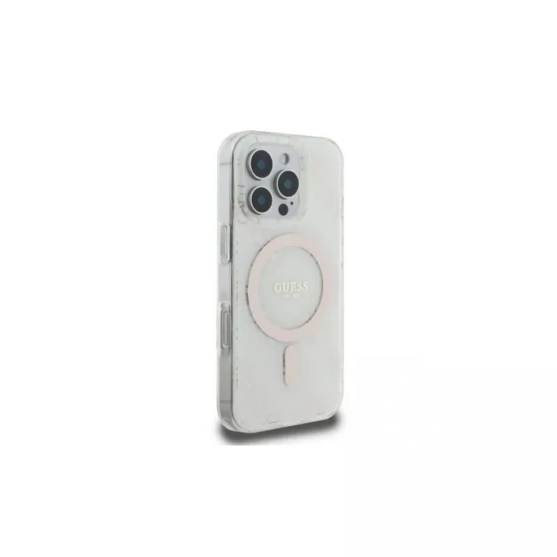 Guess GUHMP16LH4DTEH iPhone 16 Pro 6,3 inch witte hardcase IML 4G Background MagSafe
