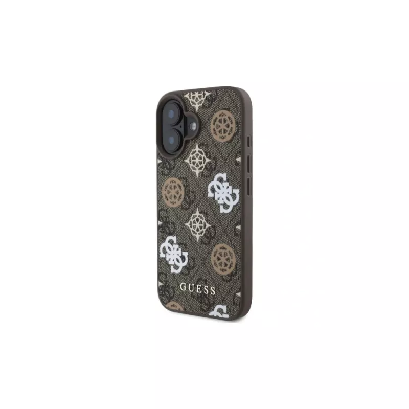 Guess Peony op 4G-achtergrond MagSafe Case voor iPhone 16 (bruin)