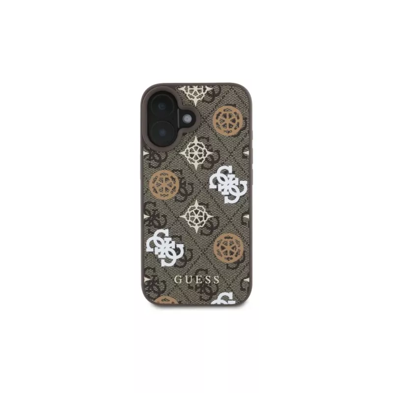 Guess Peony op 4G-achtergrond MagSafe Case voor iPhone 16 (bruin)