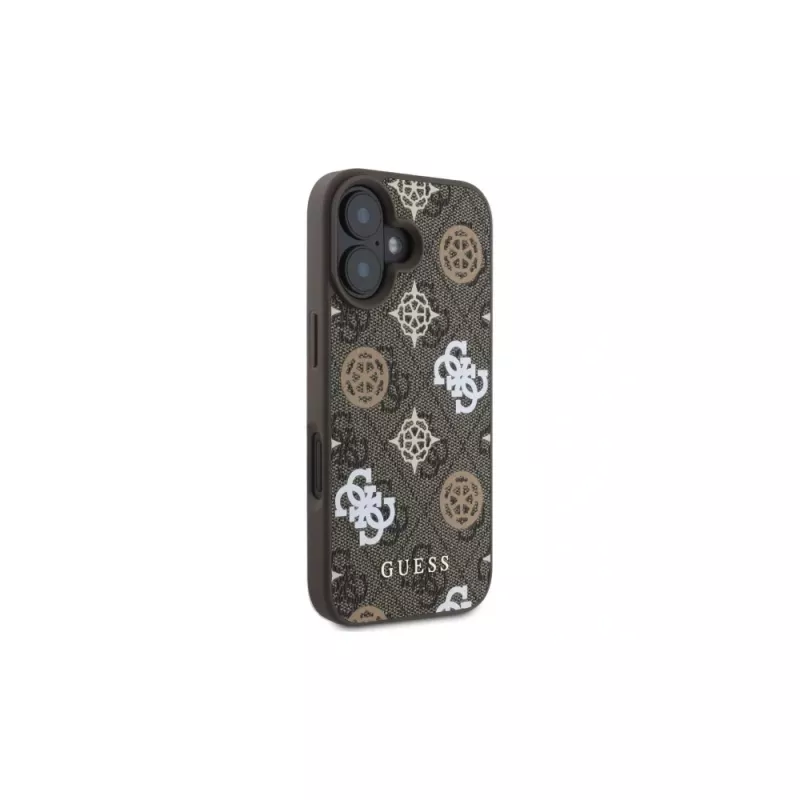 Guess Peony op 4G-achtergrond MagSafe Case voor iPhone 16 (bruin)