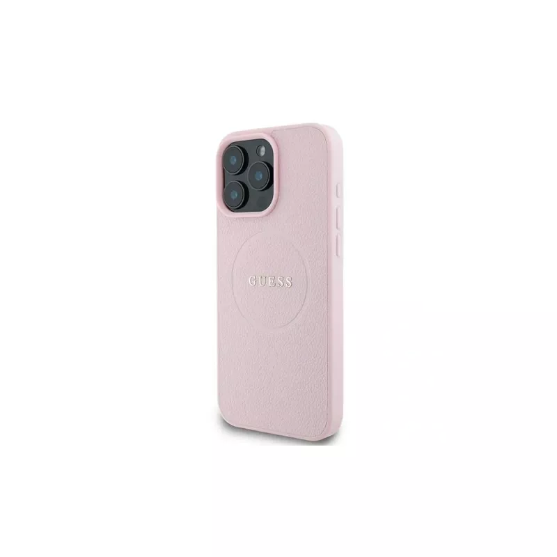 Guess GUHMP16LPGHSMMP iPhone 16 Pro 6,3 inch roze hardcase Grained Ring MagSafe
