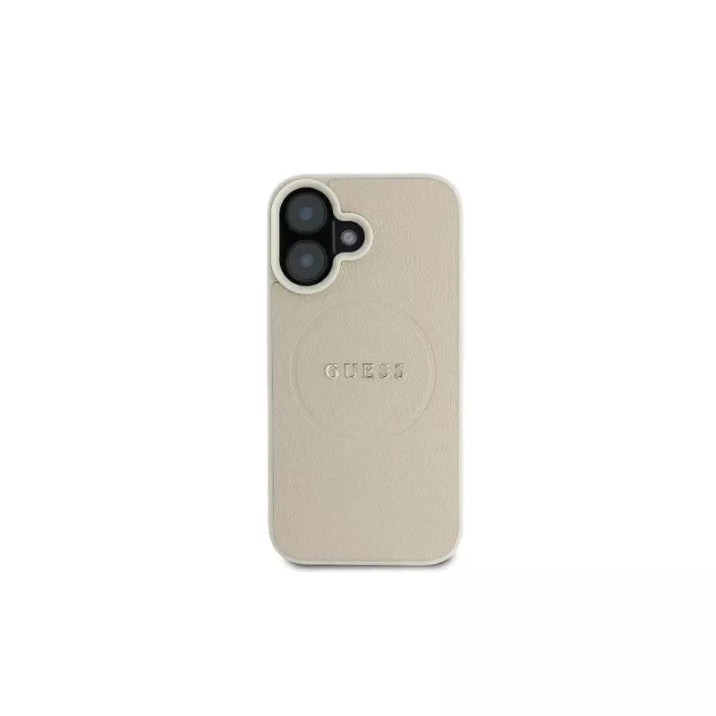 Guess GUHMP16SPGHSMME iPhone 16 beige hardcase Grained Ring MagSafe