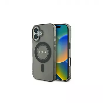 Guess IML Rhinestones MagSafe Case voor iPhone 16 (zwart)