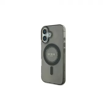 Guess IML Rhinestones MagSafe Case voor iPhone 16 (zwart)
