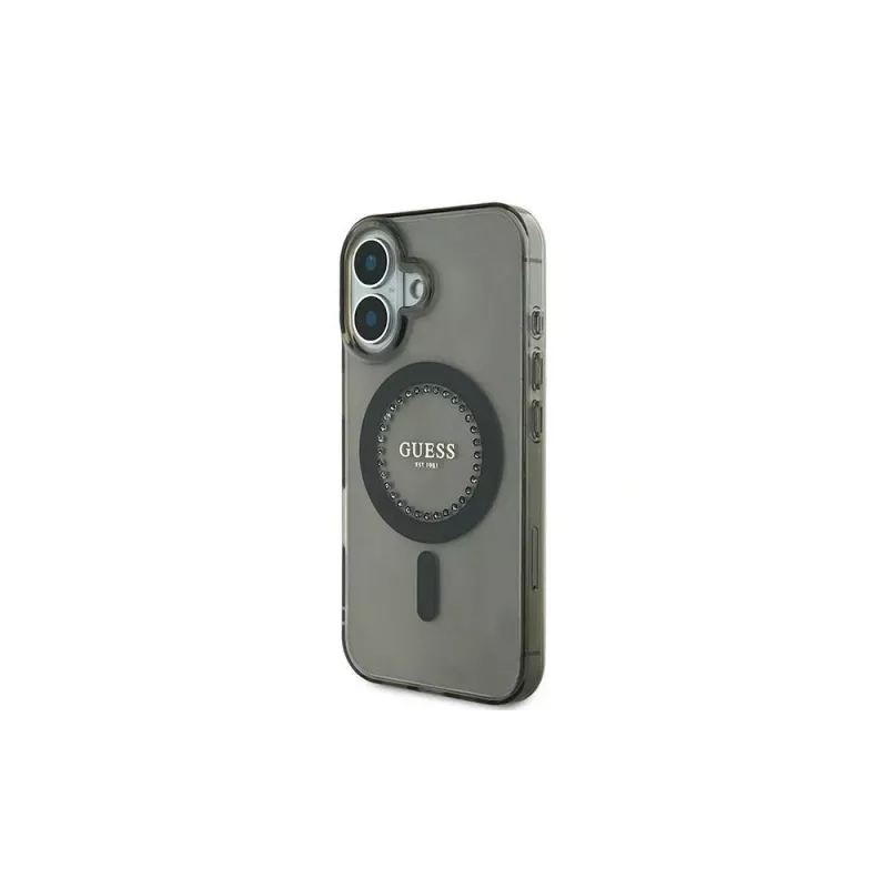 Guess IML Rhinestones MagSafe Case voor iPhone 16 (zwart)