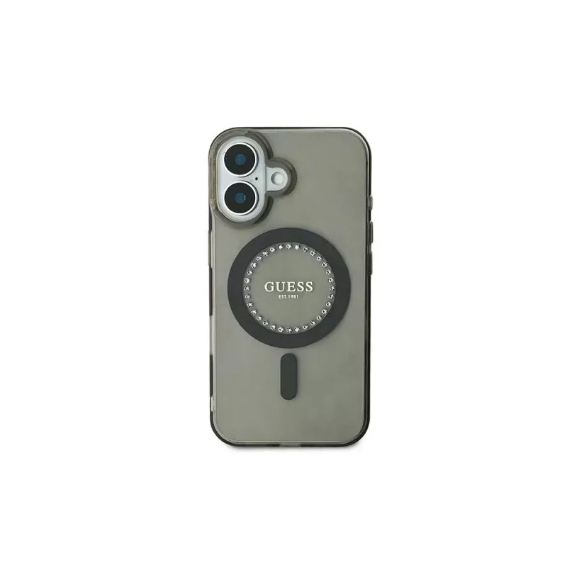 Guess IML Rhinestones MagSafe Case voor iPhone 16 (zwart)