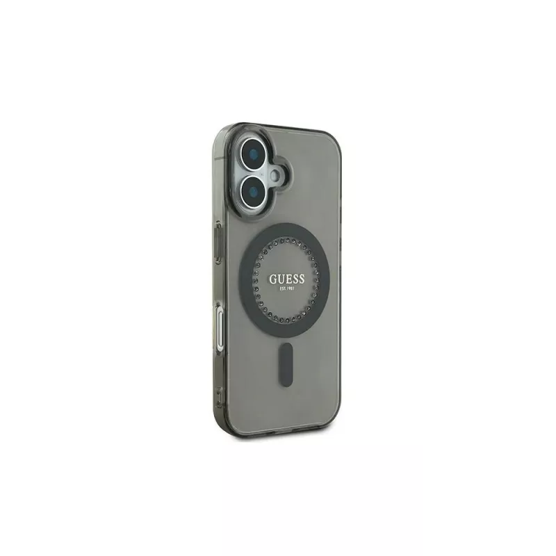 Guess IML Rhinestones MagSafe Case voor iPhone 16 Plus (zwart)