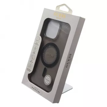 Guess IML Rhinestones MagSafe Case voor iPhone 16 Pro Max (zwart)