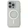 Guess GUHMP16LPFTDTEH hardcase voor Apple iPhone 16 Pro 6,3 inch wit IML strasssteentjes MagSafe