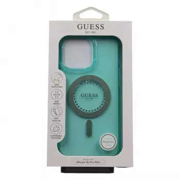 Guess IML Rhinestones MagSafe Case voor iPhone 16 Pro Max (groen)