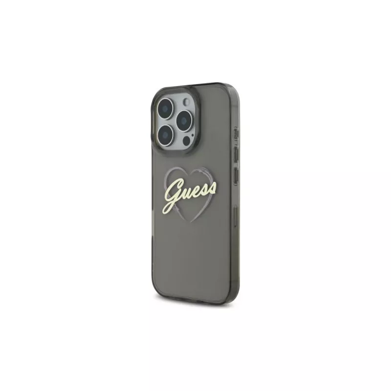Guess GUHCP16LHCHGSPK hardcase voor Apple iPhone 16 Pro 6,3 inch zwart IML Heart
