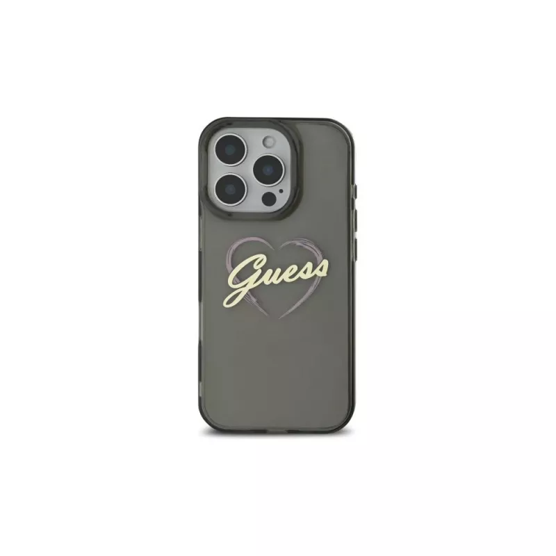 Guess GUHCP16LHCHGSPK hardcase voor Apple iPhone 16 Pro 6,3 inch zwart IML Heart