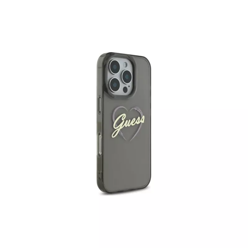 Guess GUHCP16LHCHGSPK hardcase voor Apple iPhone 16 Pro 6,3 inch zwart IML Heart