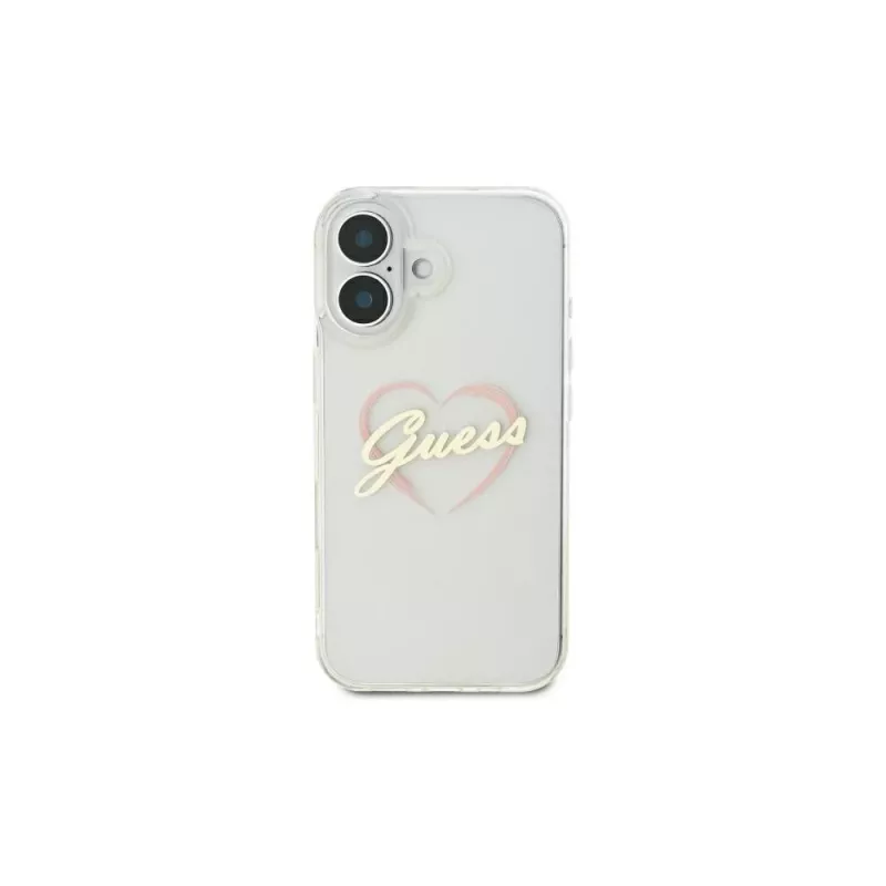 Guess GUHCP16MHCHGSPT Hardcase voor Apple iPhone 16 Plus, transparant, IML Heart-patroon