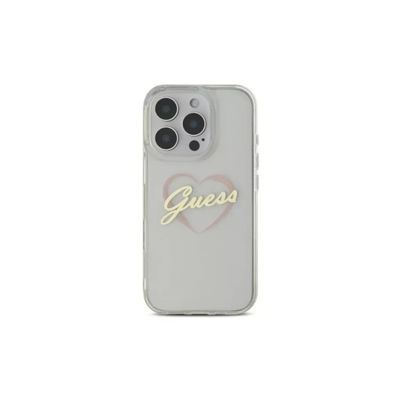 Guess GUHCP16LHCHGSPT IML Heart Hardcase voor Apple iPhone 16 Pro 6,3, transparant