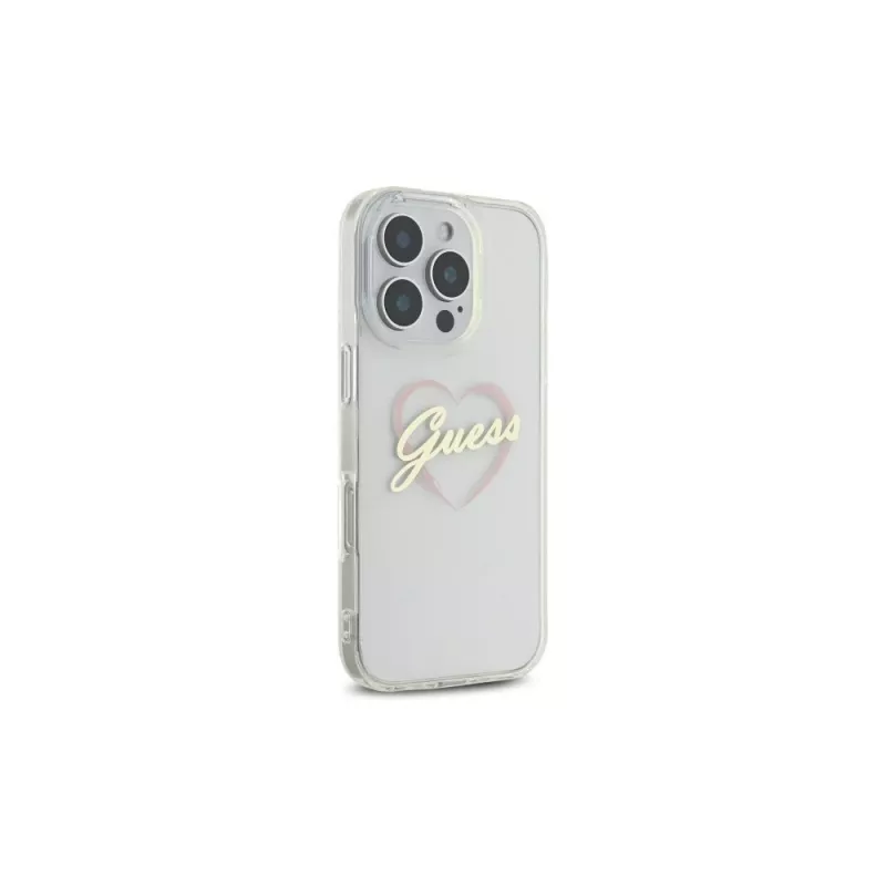 Guess GUHCP16LHCHGSPT IML Heart Hardcase voor Apple iPhone 16 Pro 6,3, transparant