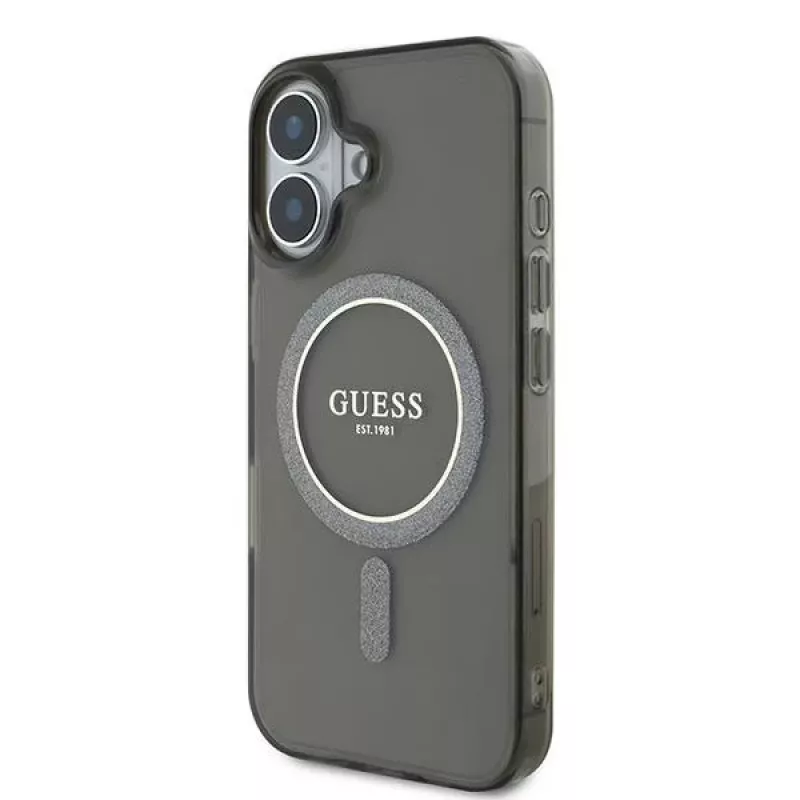 Guess GUHMP16MHFGEREK iPhone 16 Plus 6.7 zwart Hardcase IML Glitter Circle MagSafe